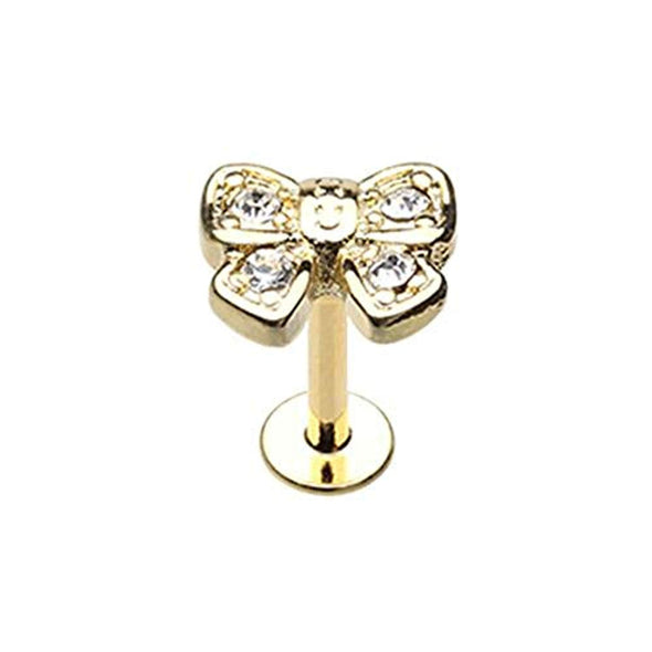 Golden Dainty Bow-Tie Top WildKlass Steel Labret-WildKlass Jewelry