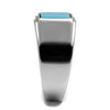 WildKlass Stainless Steel Ring High Polished Men Synthetic Sea Blue-WildKlass Jewelry