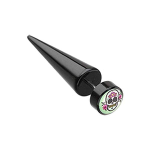 Day of The Dead Sugar Skull Acrylic WildKlass Fake Taper-WildKlass Jewelry
