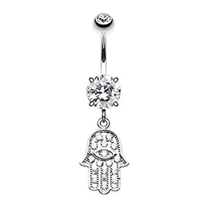 Glistening Dainty Hamsa WildKlass Belly Button Ring-WildKlass Jewelry