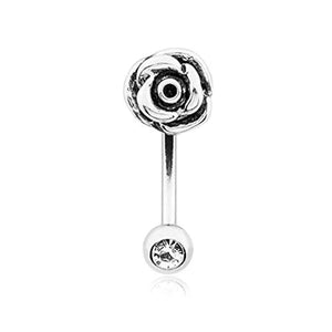 Classic Rose Curved WildKlass Barbell Eyebrow Ring-WildKlass Jewelry
