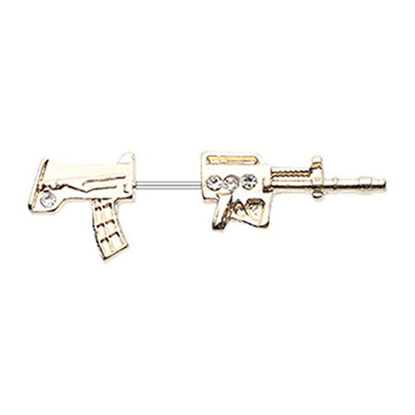 Golden Rebel Assault Rifle WildKlass Fake Taper Earring-WildKlass Jewelry