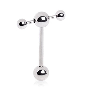 Tongue Teaser 316L Surgical Steel Double Barbell with Slave Ring-WildKlass Jewelry
