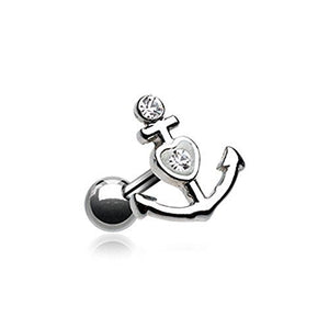 Sparkle Heart Anchor Cartilage Tragus Earring 316-WildKlass Jewelry