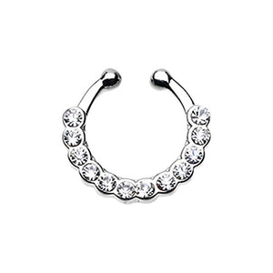 Glistening Multi-Gem WildKlass Fake Septum Clip-On Ring-WildKlass Jewelry