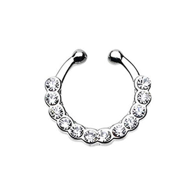 Glistening Multi-Gem WildKlass Fake Septum Clip-On Ring-WildKlass Jewelry