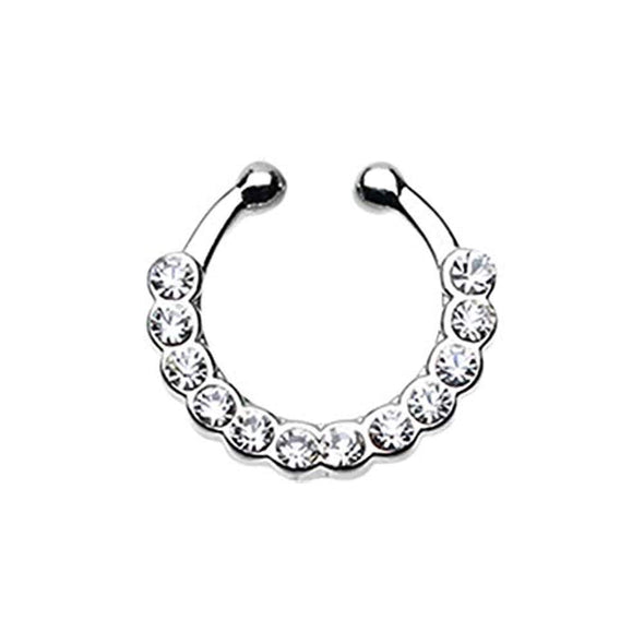 Glistening Multi-Gem WildKlass Fake Septum Clip-On Ring-WildKlass Jewelry