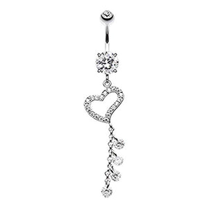 Dazzling Heart Crystalline WildKlass Belly Button Ring-WildKlass Jewelry