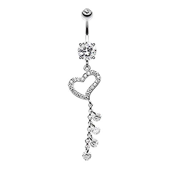 Dazzling Heart Crystalline WildKlass Belly Button Ring-WildKlass Jewelry
