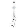 Two Heart Chain Dangle with 316L Surgical Steel CZ Belly WildKlass Ring (Sold by Piece)-WildKlass Jewelry