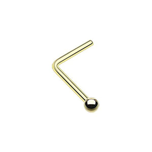 Gold PVD Ball Top L-Shaped WildKlass Nose Ring-WildKlass Jewelry