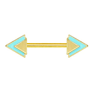 Gold Plated Teal Blue Triangle WildKlass Nipple Bar-WildKlass Jewelry