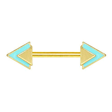 Gold Plated Teal Blue Triangle WildKlass Nipple Bar-WildKlass Jewelry