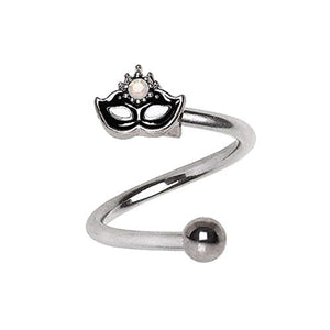 WildKlass 316L Stainless Steel Mardi Gras Mask Twist Jewelry/Cartilage Earring-WildKlass Jewelry