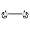 316L Stainless Steel Pearl Spotted Cat WildKlass Nipple Bar-WildKlass Jewelry