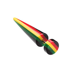 Rasta Jamaican Stripe UV Acrylic Fake WildKlass Taper-WildKlass Jewelry