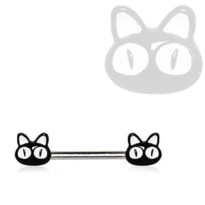 316L Stainless Steel Black Alley Cat WildKlass Nipple Bar-WildKlass Jewelry