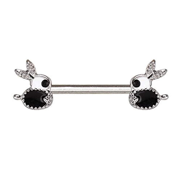 316L Stainless Steel Jeweled WildKlass Bunny Nipple Bar-WildKlass Jewelry