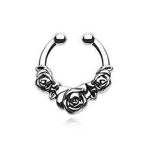 Rose Garden Icon WildKlass Fake Septum Clip-On Ring-WildKlass Jewelry
