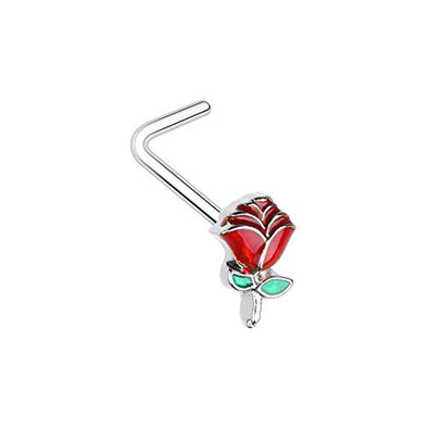 WILDKLASS Enchanted Rose L-Shape Nose Ring-WildKlass Jewelry