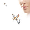 WildKlass CZ Butterfly 316L Surgical Steel L Bend Nose Stud Rings-WildKlass Jewelry