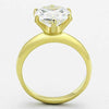 WildKlass Stainless Solitaire Steel Ring IP Gold Women AAA Grade CZ Clear-WildKlass Jewelry