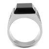 WildKlass Stainless Steel Ring High Polished Men Synthetic Jet-WildKlass Jewelry