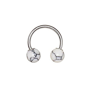 316L Stainless Steel Horseshoe with Synthetic Stones WildKlass Circular Barbell-WildKlass Jewelry