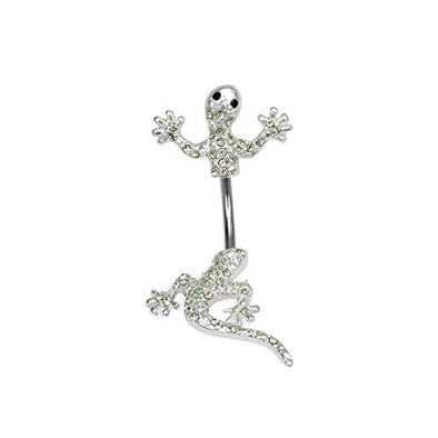 In and Out Green CZ Gem Lizard WildKlass Navel (14g 7/16")-WildKlass Jewelry