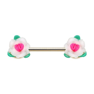 WILDKLASS Pastel Roses Flower Nipple Barbell Ring-WildKlass Jewelry