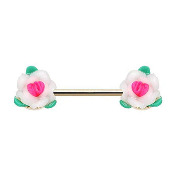 WILDKLASS Pastel Roses Flower Nipple Barbell Ring-WildKlass Jewelry