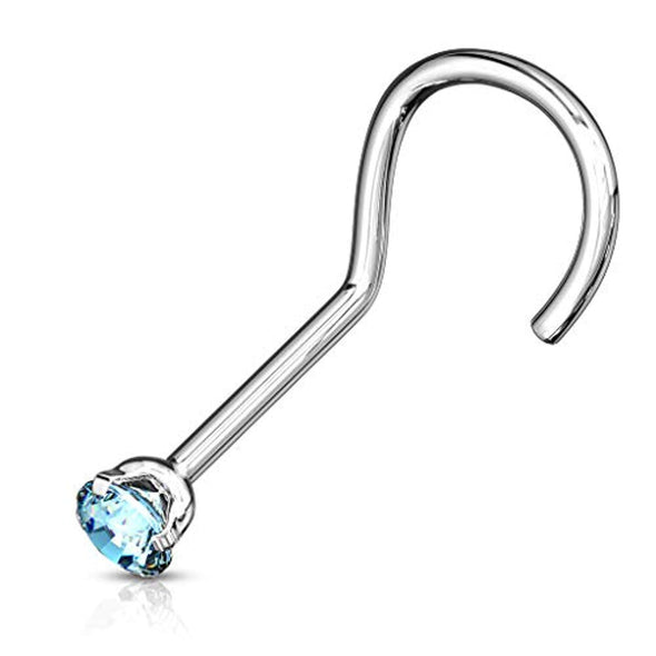 WildKlass Prong Set CZ Top 316L Surgical Steel Screw Type Nose Rings-WildKlass Jewelry
