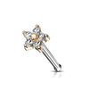 Five CZ Flower Top 316L Surgical Steel WildKlass Nose Stud Rings-WildKlass Jewelry