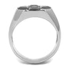 WildKlass Stainless Steel Ring Two-Tone IP Gold Men AAA Grade CZ Black Diamond-WildKlass Jewelry