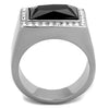 WildKlass Stainless Steel Ring High Polished (no Plating) Men Synthetic Jet-WildKlass Jewelry