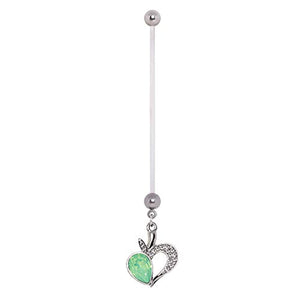 PTFE Jeweled Green Apple Dangle WildKlass Pregnancy Navel Ring-WildKlass Jewelry