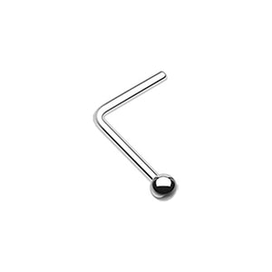 Steel Ball Top L-Shaped WildKlass Nose Ring-WildKlass Jewelry
