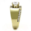 WildKlass Stainless Steel Ring IP GoldMen AAA Grade CZ Clear-WildKlass Jewelry