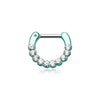 Teal Septum Clicker 16g 1/4" 6mm Colorline Glistening Multi Gem Septum Ring-WildKlass Jewelry