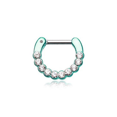 Teal Septum Clicker 16g 1/4" 6mm Colorline Glistening Multi Gem Septum Ring-WildKlass Jewelry