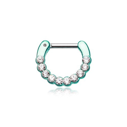 Teal Septum Clicker 16g 1/4" 6mm Colorline Glistening Multi Gem Septum Ring-WildKlass Jewelry