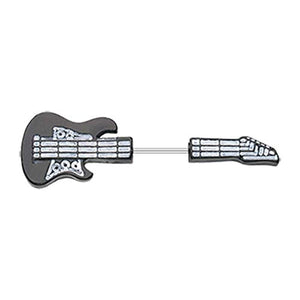 Black Rockstar Guitar WildKlass Fake Taper Earring-WildKlass Jewelry