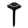 WildKlass Stainless Steel Ring Two-Tone IP Black Women Top Grade Crystal Fuchsia-WildKlass Jewelry