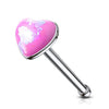 Opal Glitter set 3mm Heart Top 316L Surgical Steel WildKlass Nose Stud Rings-WildKlass Jewelry