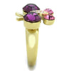 WildKlass Stainless Steel Ring IP Gold Women Top Grade Crystal Amethyst-WildKlass Jewelry