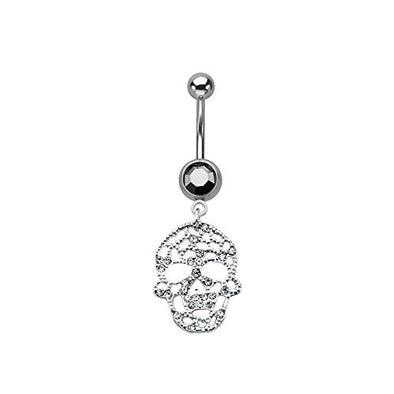 WildKlass Navel with skull dangle charm 14g 3/8-WildKlass Jewelry