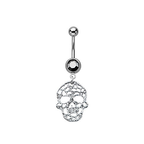 WildKlass Navel with skull dangle charm 14g 3/8-WildKlass Jewelry