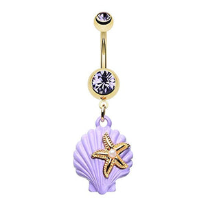 Golden Under The Seashell WildKlass Belly Button Ring-WildKlass Jewelry