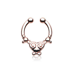 Rose Gold Tribal Saia WildKlass Fake Septum Clip-On Ring-WildKlass Jewelry