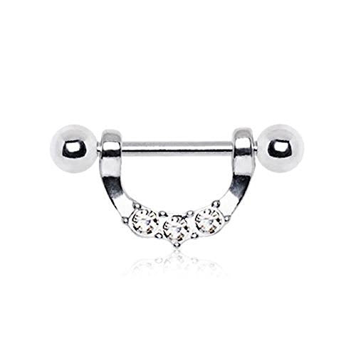 316L Stainless Steel Triple Gem WildKlass Nipple Ring-WildKlass Jewelry